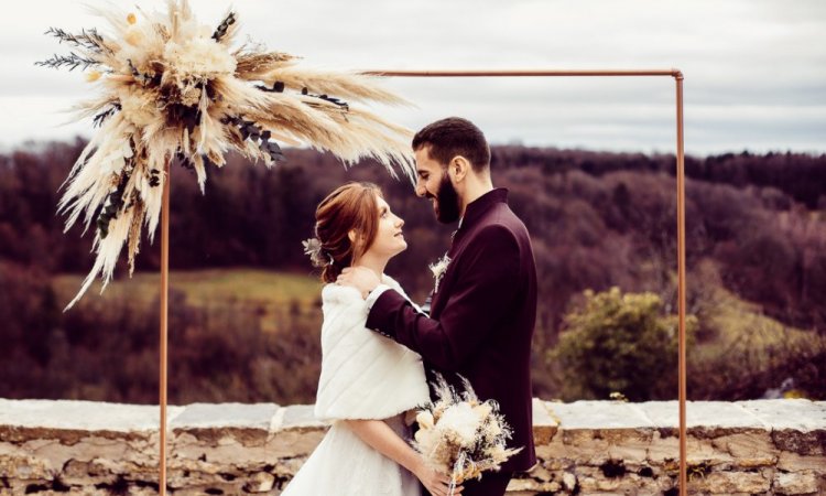 Photographe pour mariage en hiver en Franche Comté